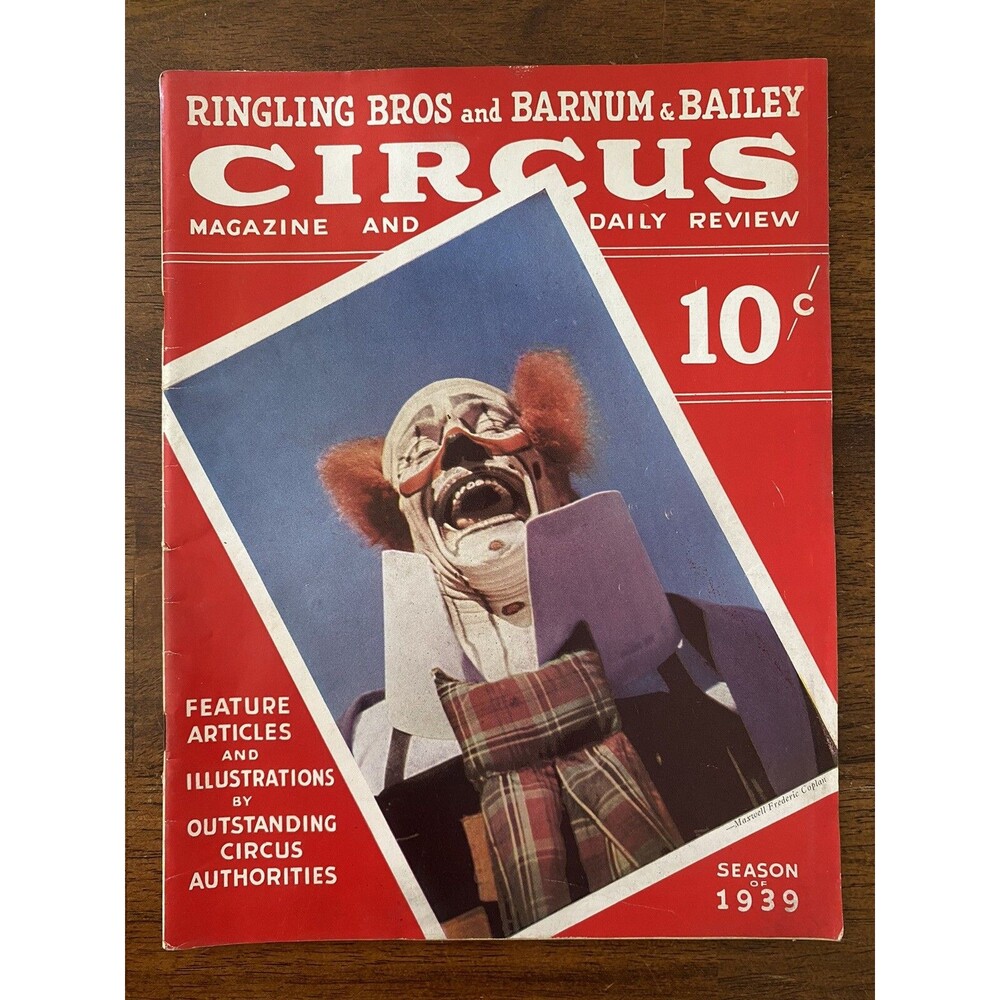 Vintage 1939 ADVERTISING CIRCUS Tobacco Gas Oil Beer Auto Food Circus Magazine